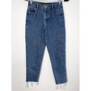 ZARA Womens SIZE 2 Trafaluc Denimwear High-Waist Crop Raw Hem Blue JEANS EUC